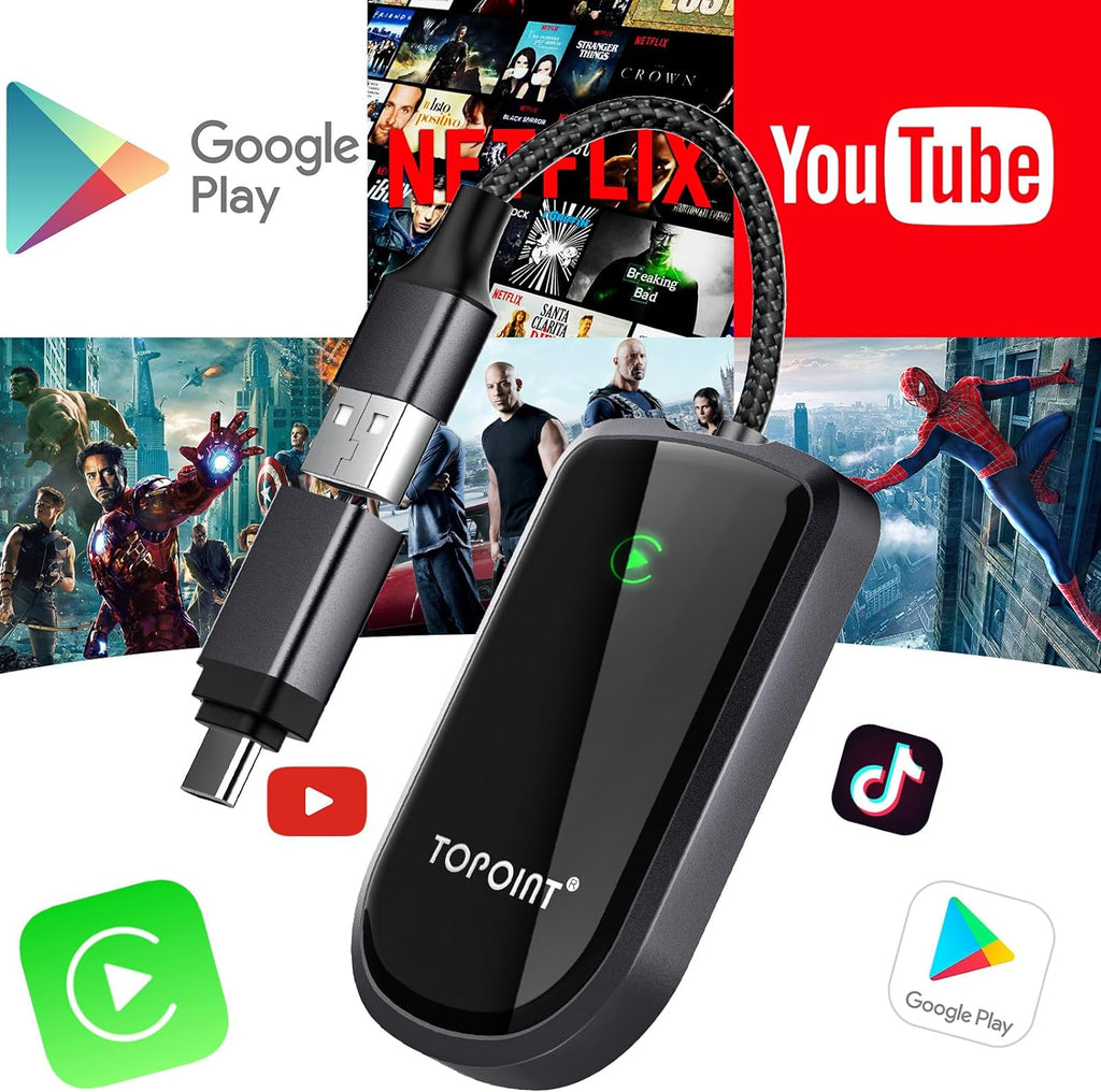 TOPOINT CarPlay Wireless Adapter, Wireless CarPlay Adapter for Cars from 2015 &amp; iPhone iOS 10+