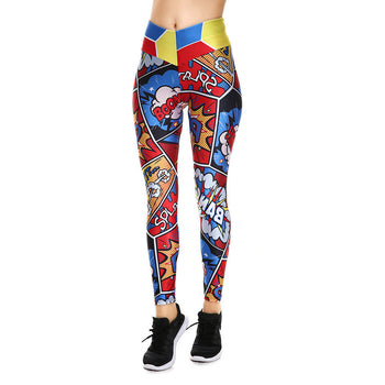 Women's High Waist Quick Dry Running Tights Printed Training Compression Workout Pants