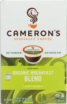 CAMERONS COFFEE: Breakfast Blend Organic Coffee 12 packets, 4.33 oz