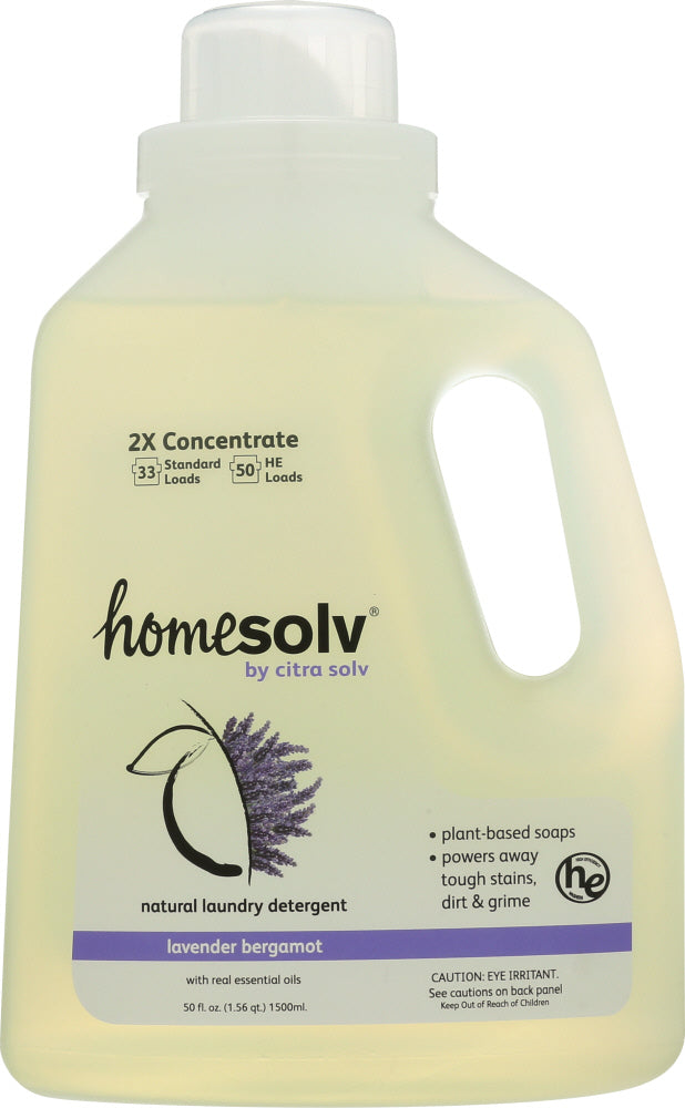 HOME SOLV: Natural Laundry Detergent 2X Concentrate Liquid Lavender Bergamot, 50 oz