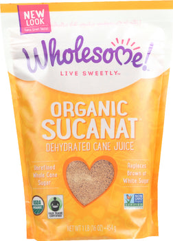 WHOLESOME SWEETENERS: Organic Sucanat Dehydrated Cane Juice, 16 oz