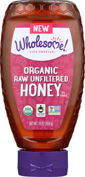 WHOLESOME SWEETENERS: Organic Raw Unfiltered Honey, 16 oz