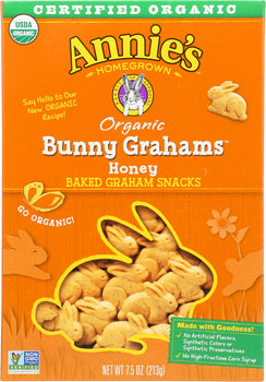 ANNIE'S HOMEGROWN: Bunny Grahams Honey Whole Grain Snacks, 7.5 oz