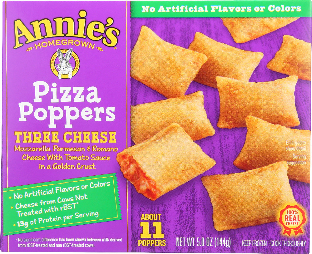 ANNIE'S HOMEGROWN: Three Cheese Pizza Poppers, 5 oz