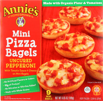 ANNIE'S HOMEGROWN: Mini Pizza Bagels Uncured Pepperoni, 6.65 oz