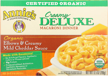 ANNIES HOMEGROWN: Mac and Cheese Elbows and Creamy Cheddar Sauce, 9.5 oz