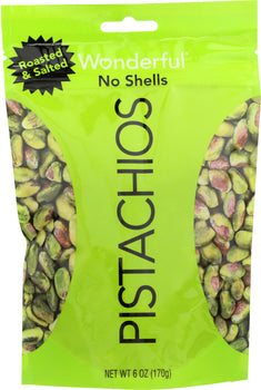 WONDERFUL PISTACHIOS: Roasted & Salted No Shell Pistachios, 6 oz