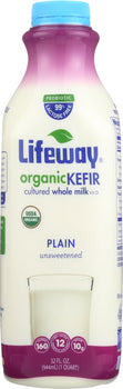 LIFEWAY: Kefir Cultured Milk Whole Plain, 32 oz