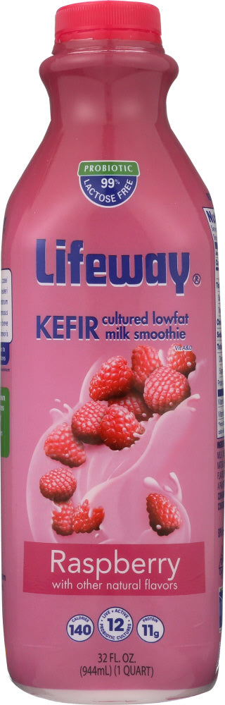 LIFEWAY: Kefir Raspberry Cultured Lowfat Milk Smoothie, 32 oz