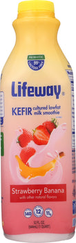 LIFEWAY: Kefir Cultured Milk Smoothie Strawberry-Banana, 32 oz