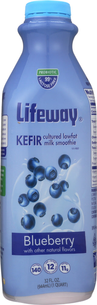 LIFEWAY: Kefir Lowfat Cultured Milk Blueberry Smoothie, 32 oz