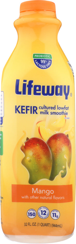 LIFEWAY: Kefir Cultured Lowfat Milk Smoothie Mango, 32 oz