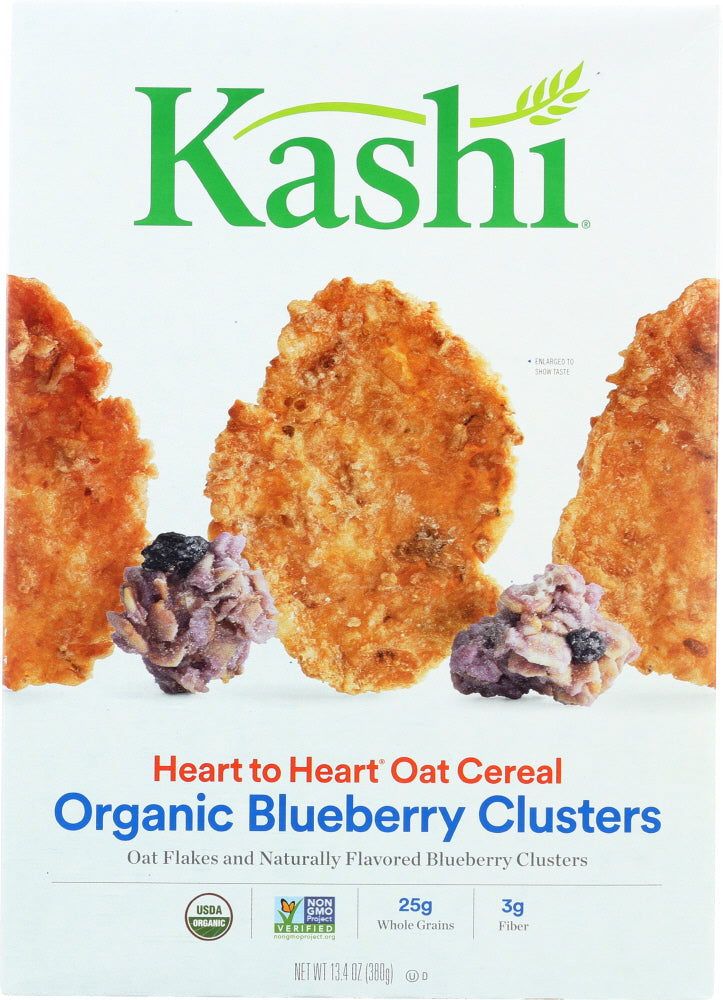 KASHI: Organic Heart to Heart Oat Flakes & Blueberry Clusters Cereal, 13.4 oz