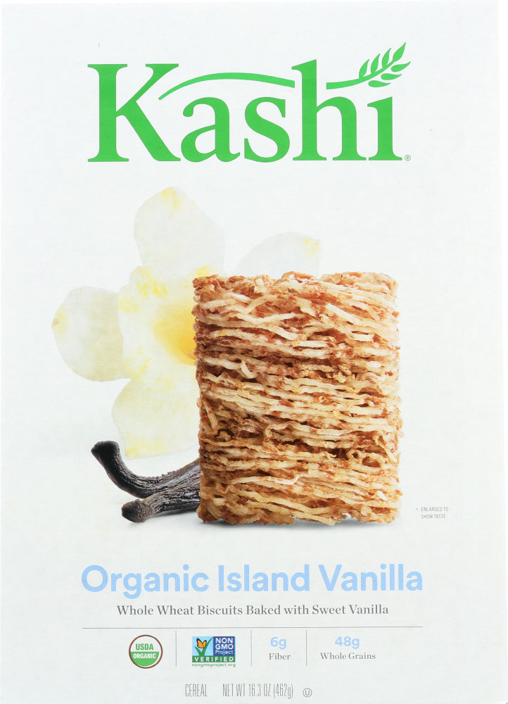 KASHI: Organic Whole Wheat Biscuit Cereal Island Vanilla, 16.3 oz