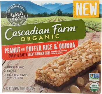 CASCADIAN FARM: Peanut with Puffed Rice & Quinoa Sweet & Salty Chewy Granola Bars, 6.2 oz