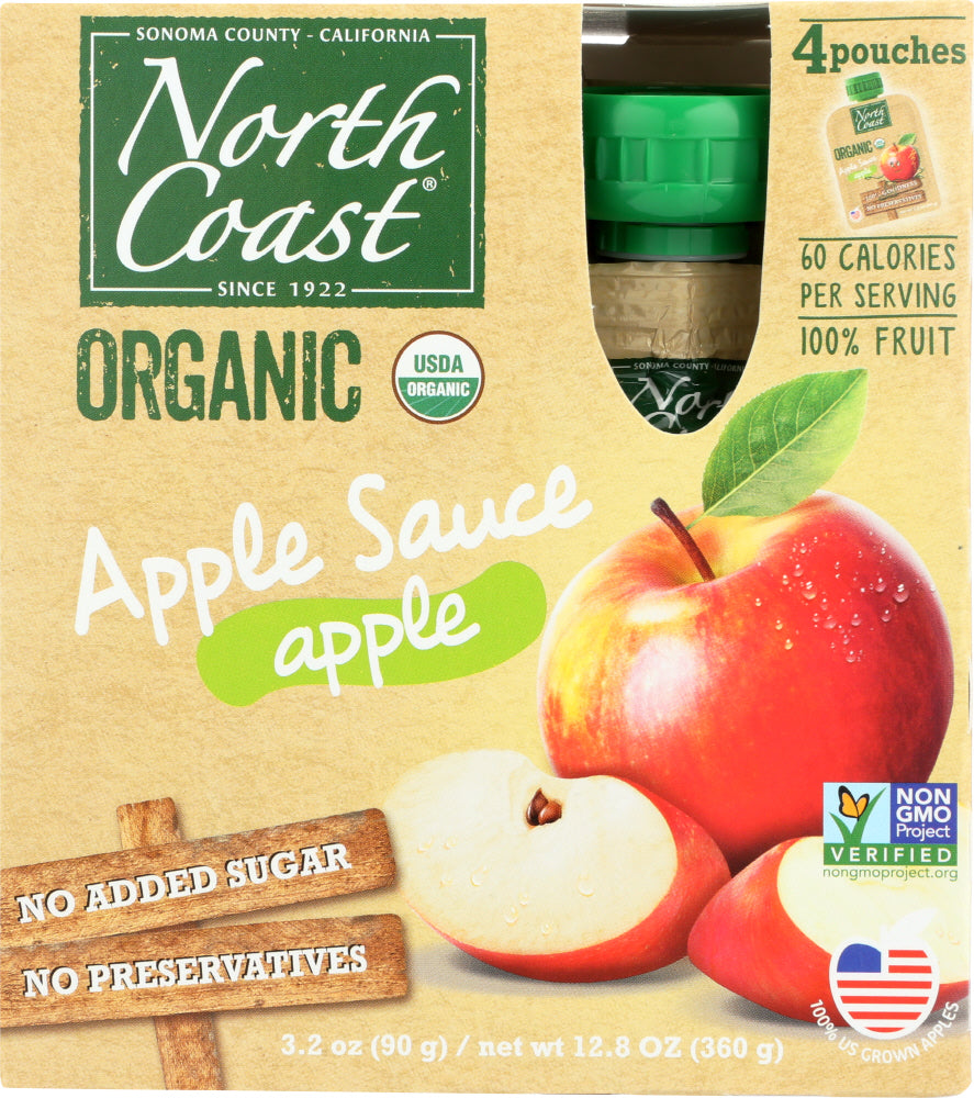 NORTH COAST: Applesauce 4 Pack Pouch Organic, 12.8 oz