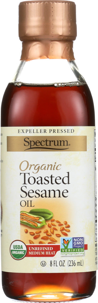 SPECTRUM NATURALS: Organic Toasted Sesame Oil Unrefined, 8 oz