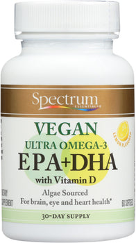 SPECTRUM ESSENTIAL: Vegan Ultra Omega-3 Epa + Dha with Vitamin D, 60 Sg