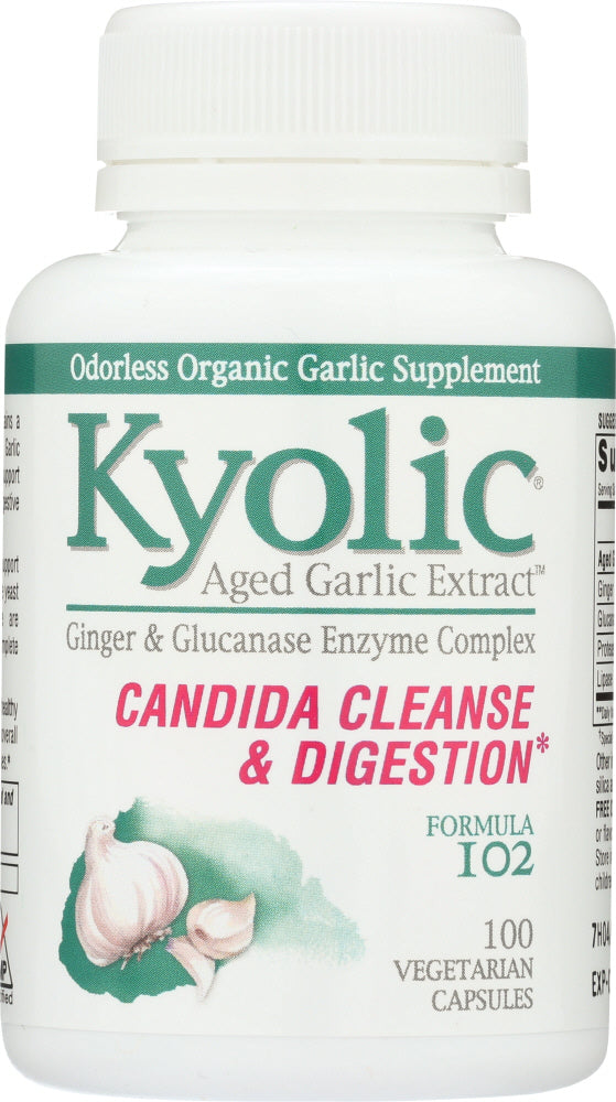 KYOLIC: Aged Garlic Extract Candida Cleanse and Digestion Formula 102, 100 Vegetarian Capsules