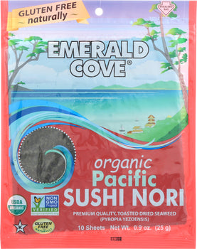 EMERALD COVE: Organic Pacific Sushi Nori 10 Sheets, 0.9 oz