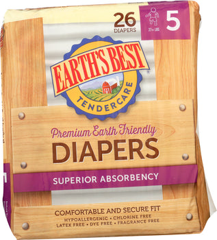 EARTHS BEST: Diaper Stage 5, 27 lb plus, 26 pc