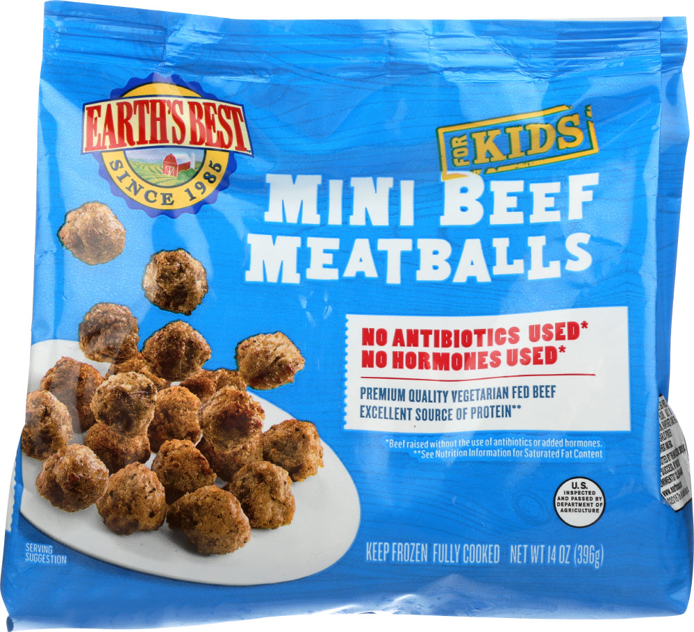 EARTHS BEST: Frozen Baked Beef Mini Meatballs, 14 oz