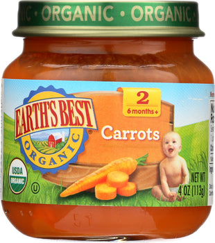 EARTH'S BEST: Organic Baby Food Stage 2 Carrots, 4 oz