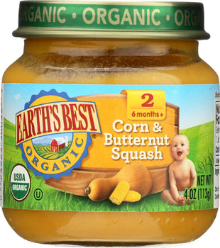 EARTHS BEST: Organic Strained Corn & Butternut Squash, 4 oz