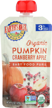 EARTH'S BEST: Organic Baby Food Stage 3 Pumpkin Cranberry Apple, 4.2 Oz