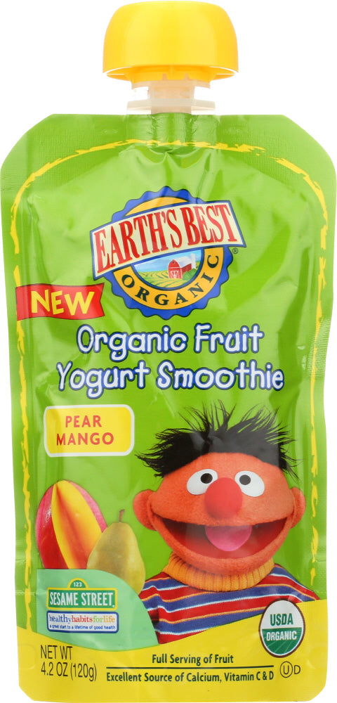 EARTH'S BEST: Organic Fruit Yogurt Smoothie Pear Mango, 4.2 oz