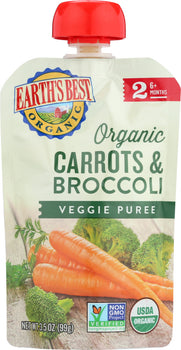 EARTHS BEST: Carrots & Broccoli Veggie Puree, 3.5 oz