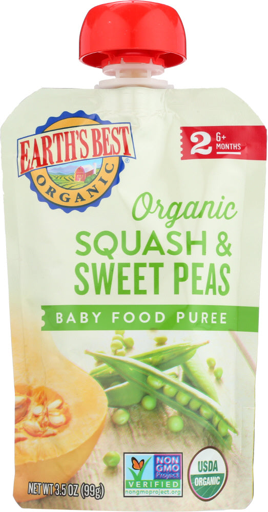 EARTHS BEST: Squash & Sweet Peas Veggie Puree, 3.5 oz