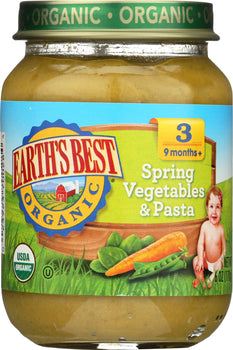 EARTH'S BEST: Organic Baby Food Stage 3 Spring Vegetables and Pasta, 6 oz