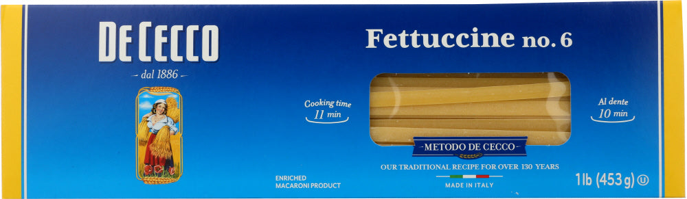 DE CECCO: #6 Fettuccine Pasta, 16 oz