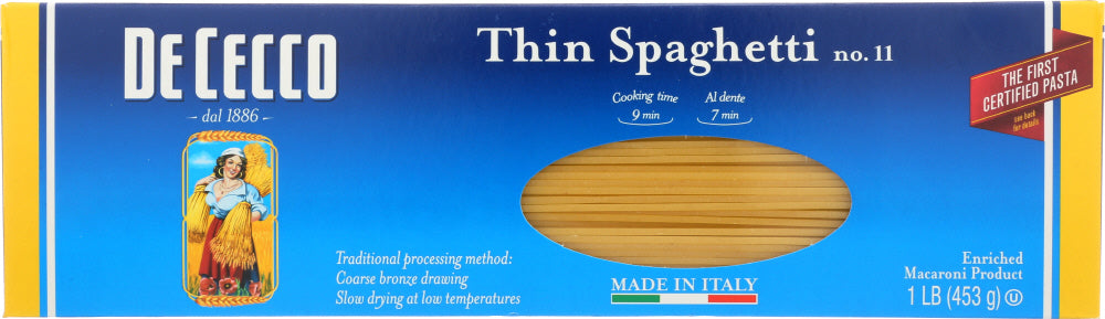 DE CECCO: Pasta Spaghetti Thin, 16 oz