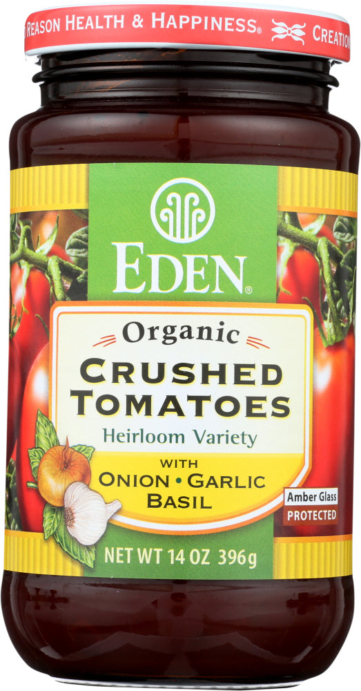 EDEN FOODS: Crushed Tomatoes Garlic & Basil Organic, 14 oz