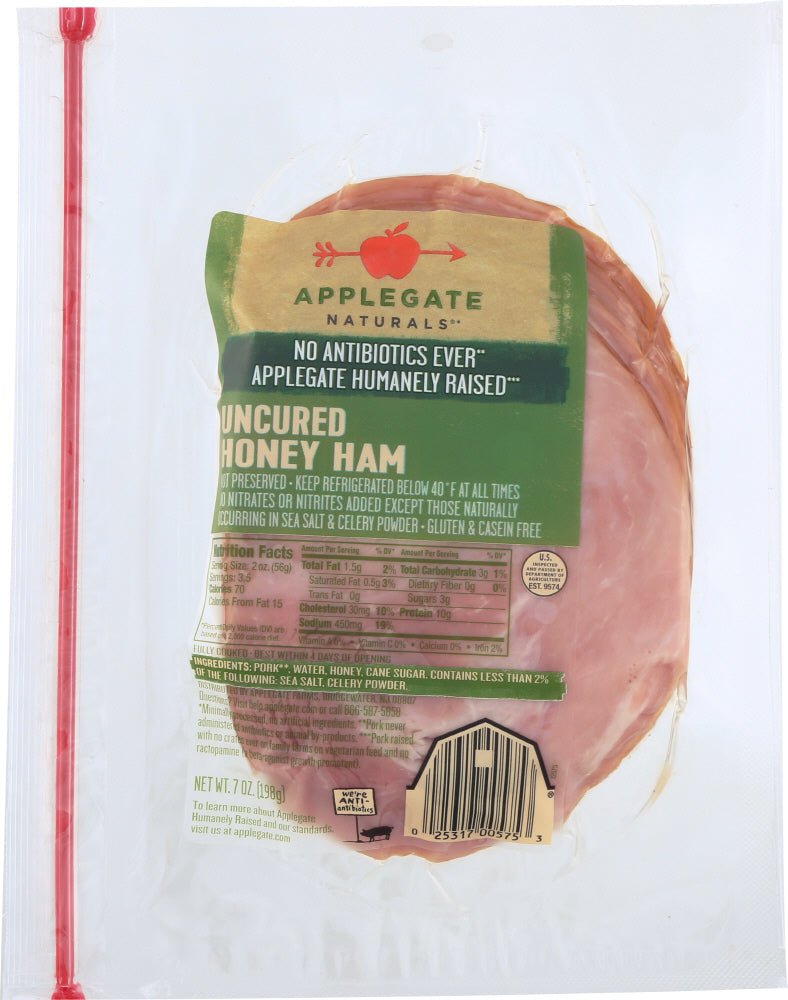 APPLEGATE: Uncured Honey Ham Sliced Natural, 7 oz