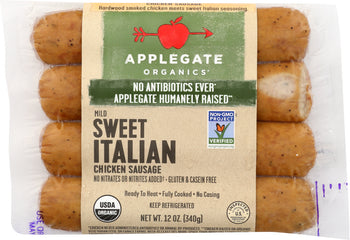 APPLEGATE: Organic Sweet Italian Sausage, 12 oz