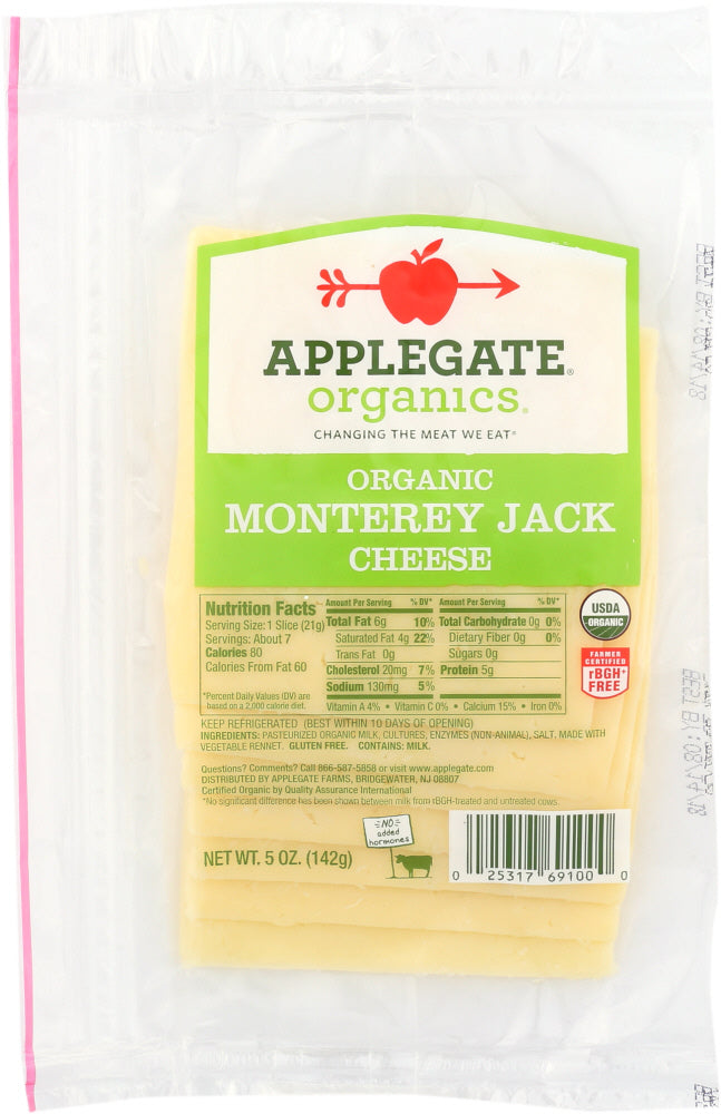 APPLEGATE: Organic Monterey Jack Cheese Slices, 5 oz