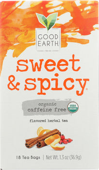 GOOD EARTH: Organic Herbal Tea Caffeine Free Sweet & Spicy, 18 bg