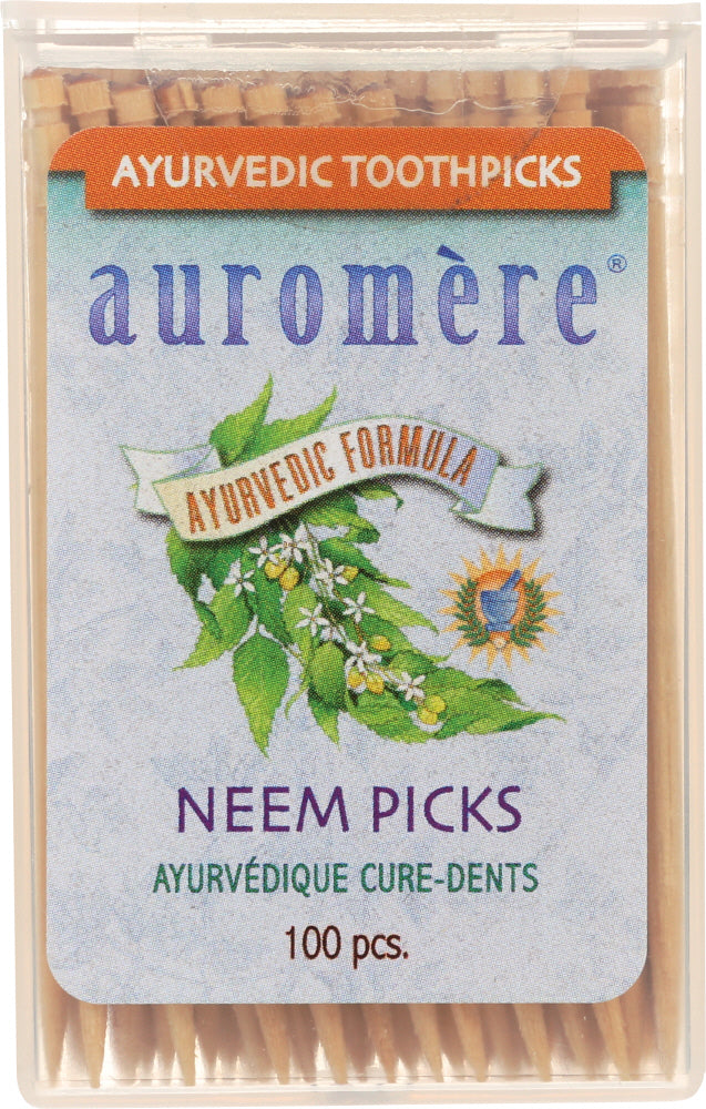 AUROMERE: Dental Pick Wood Ayurvedic, 100 pcs