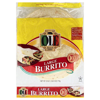 OLE MEXICAN: Burrito 10 Inch 10 Counts, 25 oz