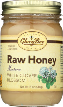 GLORY BEE: Raw White Clover Honey, 18 oz