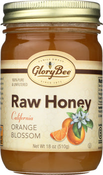 GLORY BEE: Raw Orange Blossom Honey Jar, 18 oz