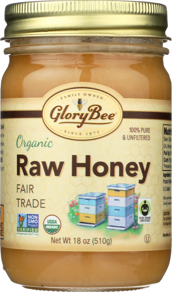 GLORY BEE: Raw Organic Fair Trade Honey, 18 oz