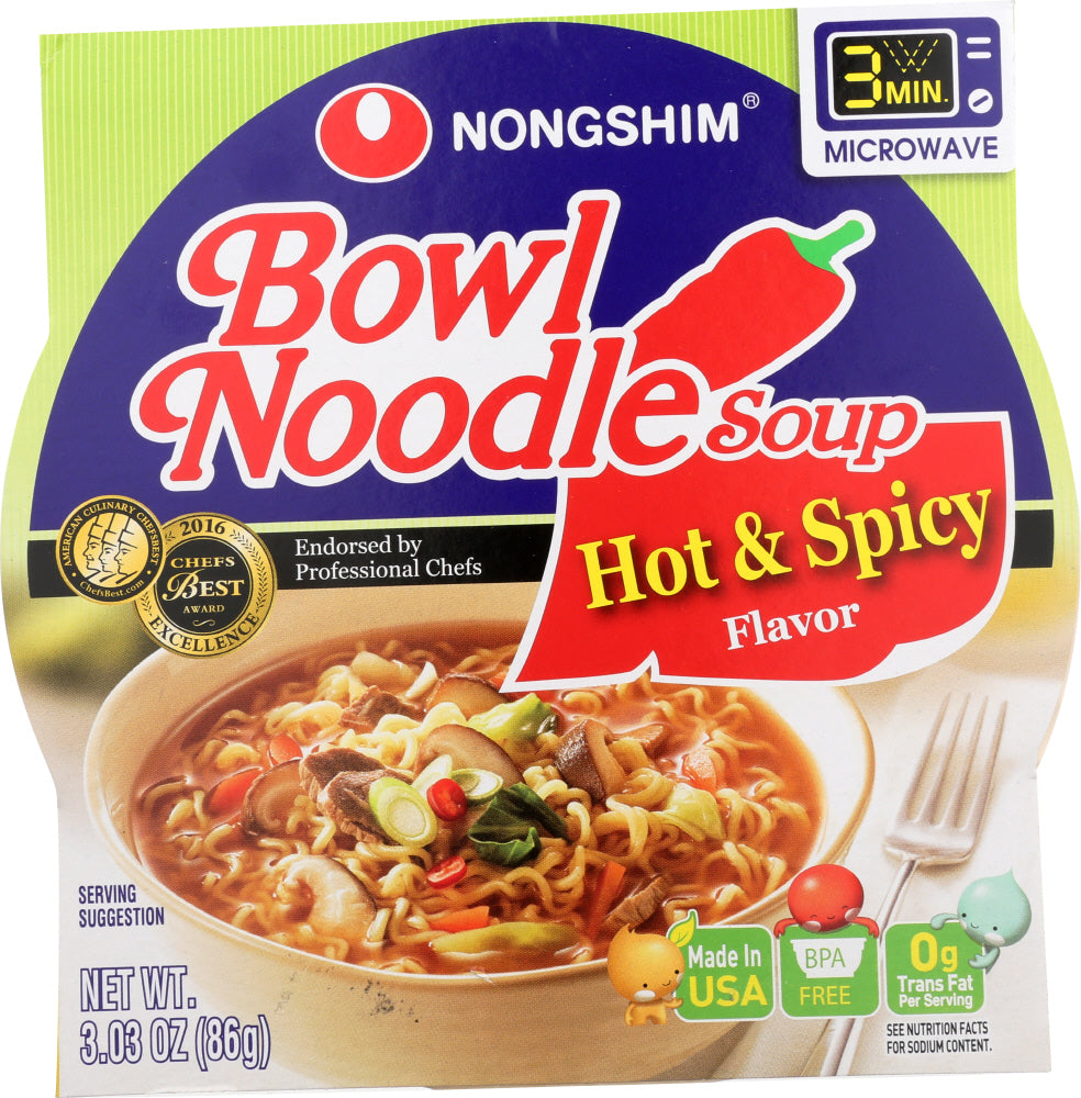 NONG SHIM: Soup Bowl Noodle Hot Spicy, 3.03 oz