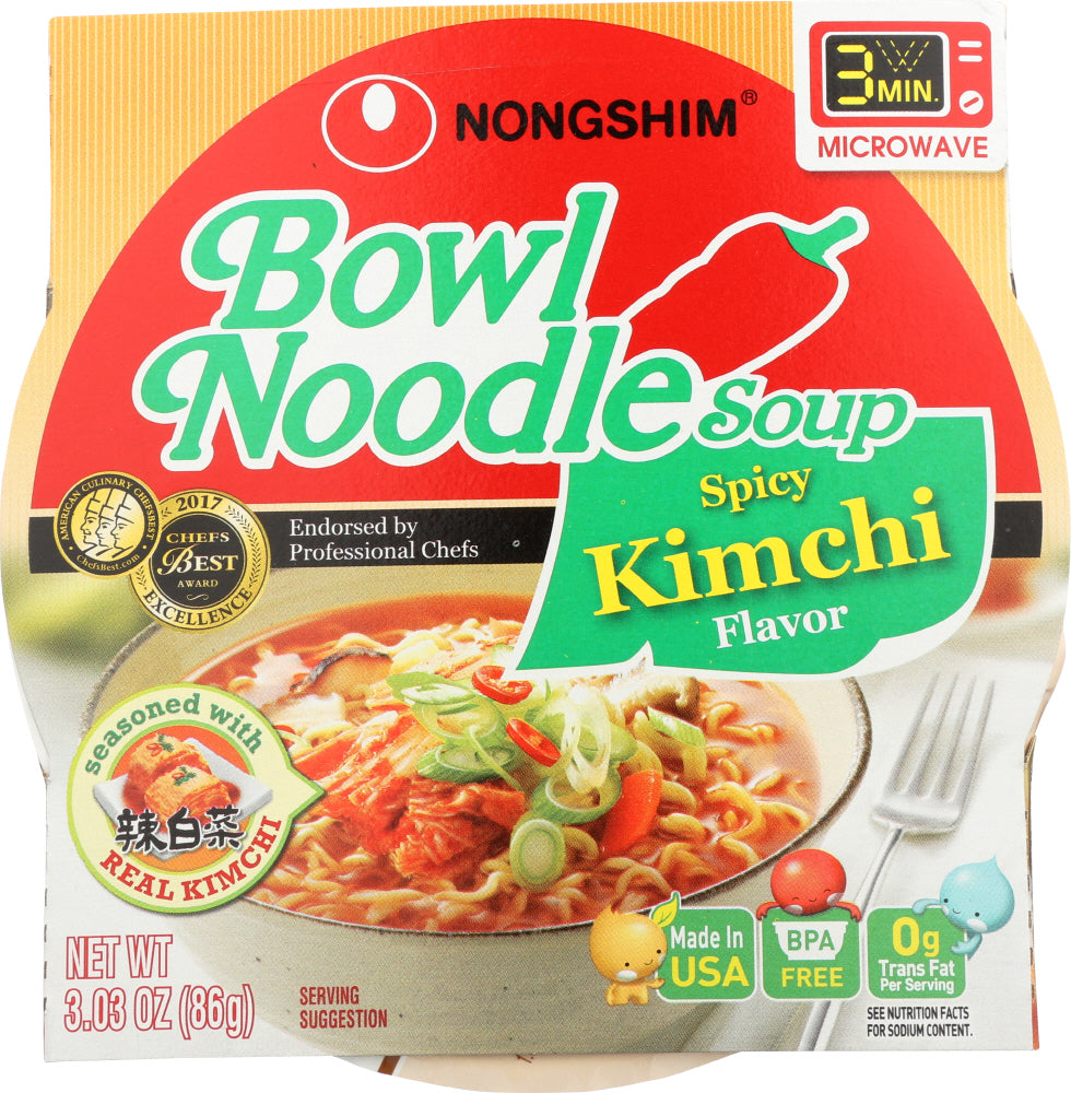 NONG SHIM: Soup Bowl Noodle Kimchi Spicy, 3.03 oz