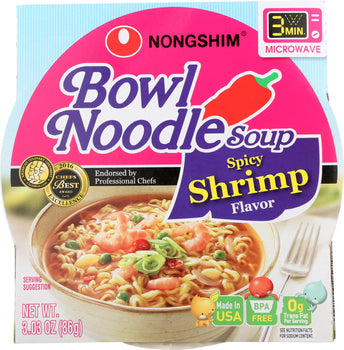 NONG SHIM: Soup Bowl Noodle Shrimp Spicy, 3.03 oz