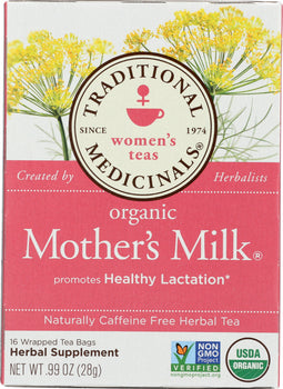 TRADITIONAL MEDICINALS: Organic Mother's Milk Herbal Tea 16 Tea Bags, 0.99 oz