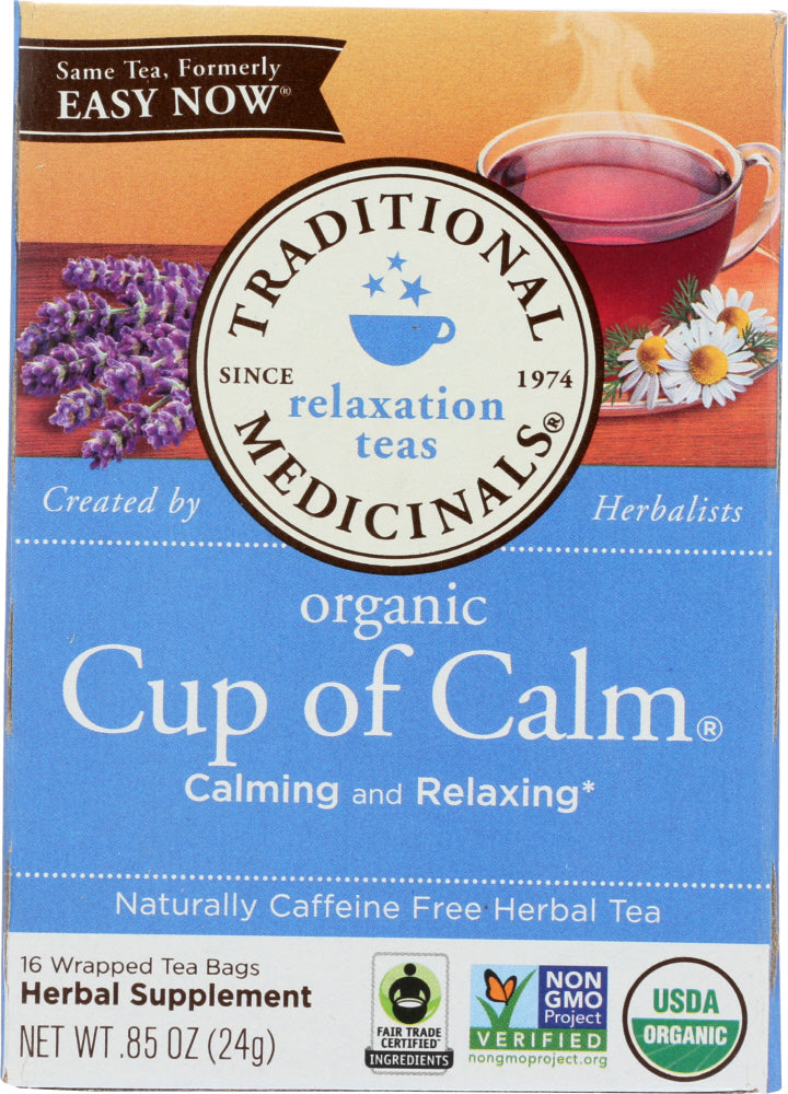 TRADITIONAL MEDICINALS: Organic Cup of Calm Caffeine Free Herbal Tea 16 Tea Bags, 0.85 oz